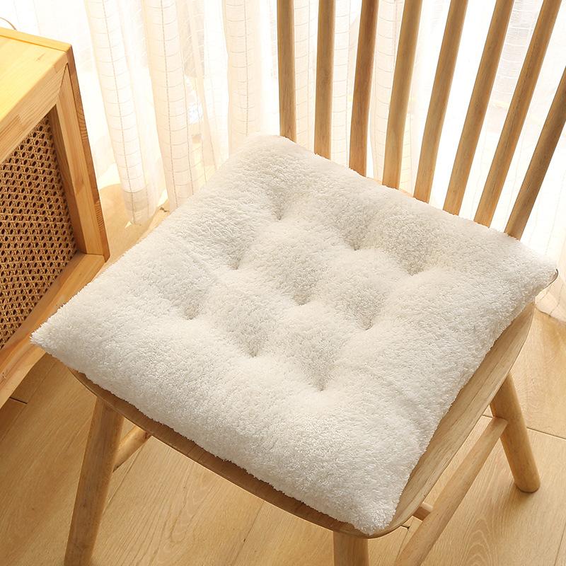 Plush Cushion Home Dining Chair Cushion Thickened Warm Office Plain Dormitory Chair Cushion