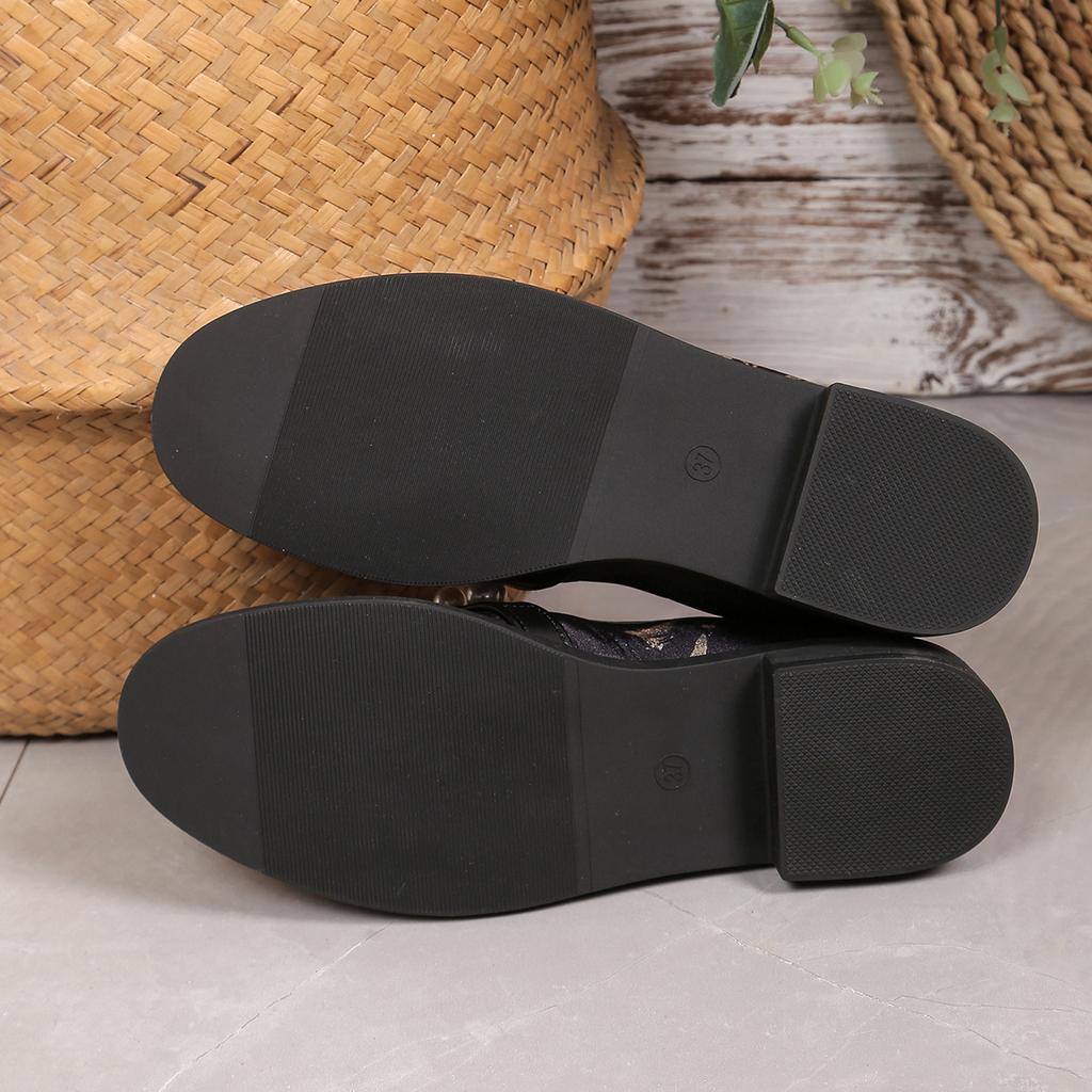 fashion Autumn New Women's Pumps Round Toe Low Heel Shoes for Women Slip on Anti-slip Loafers Outdoor Office Lady Pearl Platform Shoes