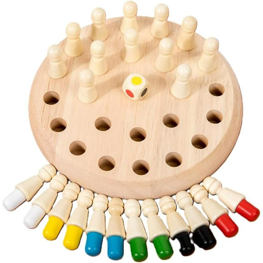 Sensorial Wooden Memory Match Color Peg Board Chess Game, Color Memory Family Game Battle Game Interaction, Educational Toy Intelligent Game