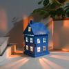 Hollowout Metal Ice House Shape Tealight Candle Stand Hanging Votive Candle Lanterns for Farmhouses Home Decoration