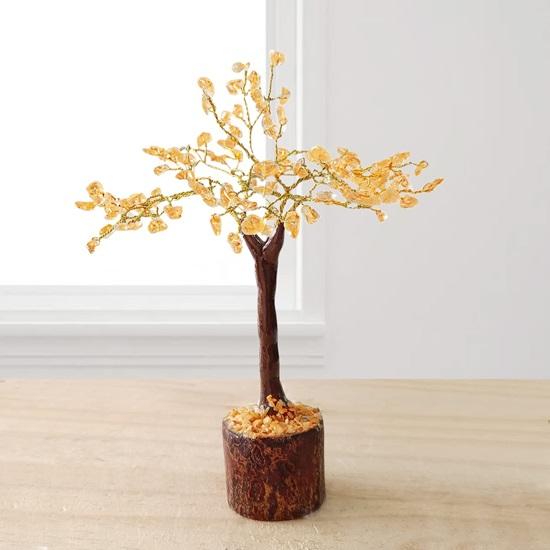 Хрустальное цитриновое дерево, 100 бусин M-Seal, фэн-шуй, камень, бонсай, денежное дерево для домашнего декора, новогодний подарок, рождественские экспонаты, статуэтка