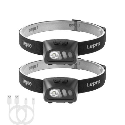 Lepro Headlight, перезаряжаемый светодиодный налобный фонарь, водонепроницаемый, с датчиком, яркий светодиодный налобный фонарь [белый и красный свет, 5 режимов освещения, 20 часов практического использования]