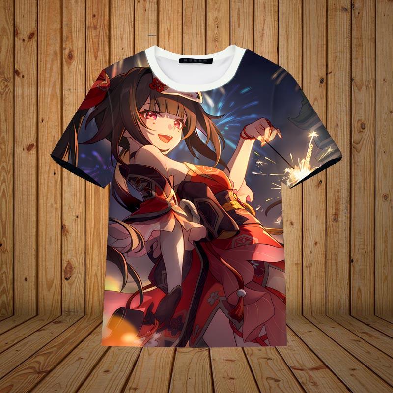 Новейшая игра Honkai Star Rail Himeko Sparkle Print T-shirts 3D Мужская/Женская повседневная футболка с коротким рукавом Детский топ свободного покроя Уличная одежда