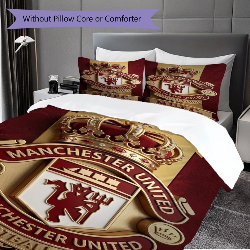 Manchester Glory Bedding (1 * duvet cover + 2 * pillowcase, without core) 2D Flat Duvet cover and pillowcase Soft and comfortable Bedding set