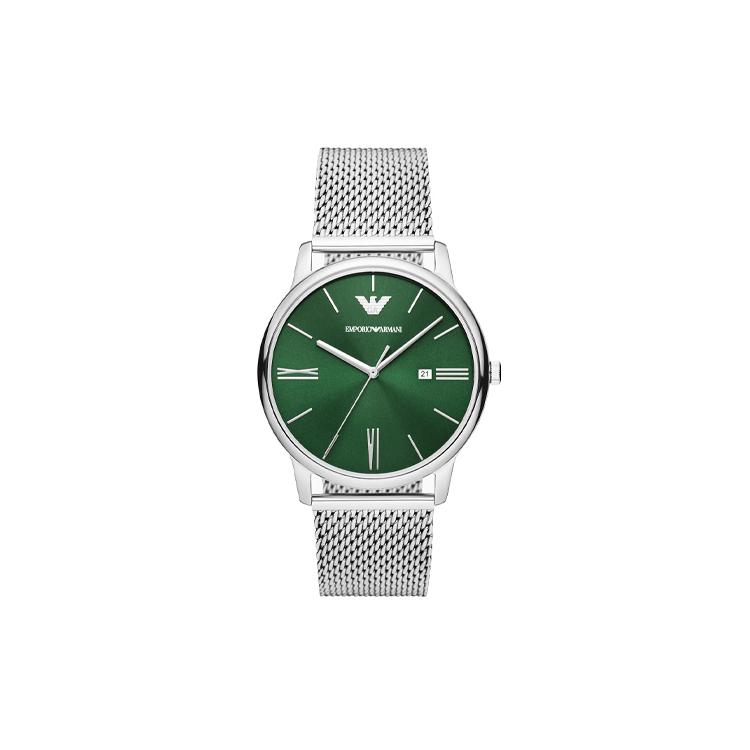 Emporio Armani Трехстрелочные часы с датой из нержавеющей стали с сетчатым ремешком AR11578
