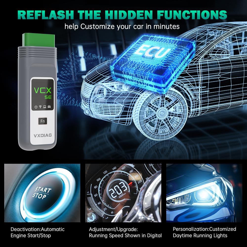 VXDIAG VCX SE Pro 3 in 1 VX308 Car OBD2 Scanner Diagnostic Tool for VW GM Toyota Honda JLR Ford Mazda ECU Coding Programming h2