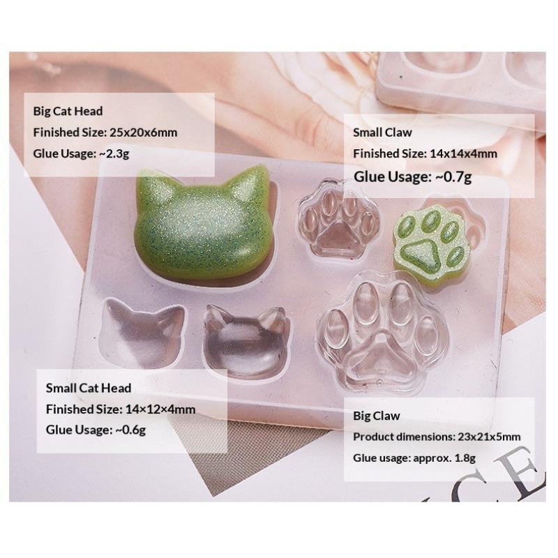 Кристальная эпоксидная смола DIY силиконовая форма, кошачья лапа, форма кошачьей мордочки, форма для брелка, подвески для украшений