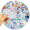 100 Синих Эстетичных Граффити Наклеек 'Blue Coast' для DIY Декора Гитары Ноутбука Чемодана Водонепроницаемые