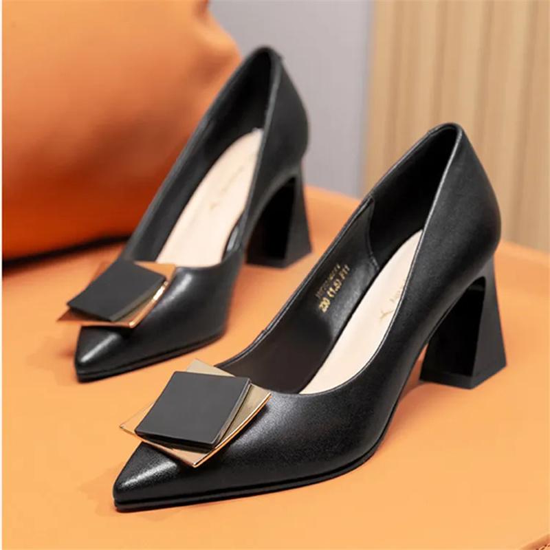 Женская обувь женская классическая черная остроносая на квадратном каблуке туфли женская мода офисная рабочая красные лодочки zapatos ab379