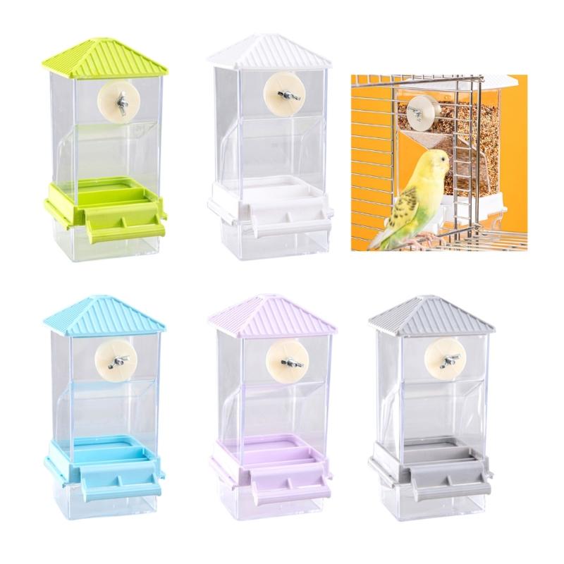 Automatic Bird Food Dispenser Container Hanging Parrots Feeder for Parakeets and Small Bird with Transparent Design