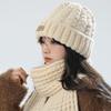 Thick Warm Wrap Hat & Scarf Warm Set Acrylic Blended Cashmer Keep Warm Cap  For Travel Outdoor