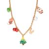 Santa Claus Charm Necklace With Pearl Chain And Festive Elements For Seasonal Gift