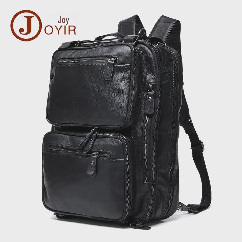 Мужской многофункциональный рюкзак из натуральной кожи и расширяемый портфель с большой вместимостью и множеством карманов