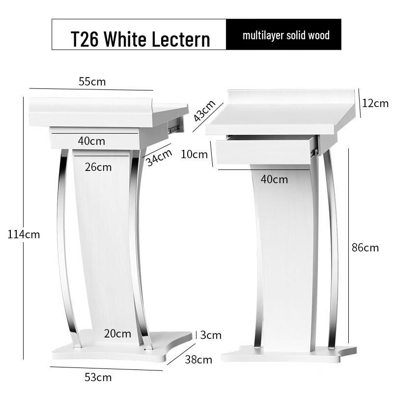 Jun Ding Ying T-26S White Solid Wood Lecture & Reception Desk