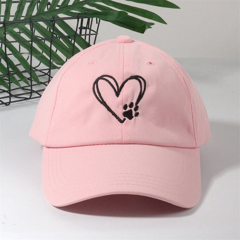 Soft Top Casual Sunshade Baseball Caps All-Match Cute Love Paw Print Wide Brim
