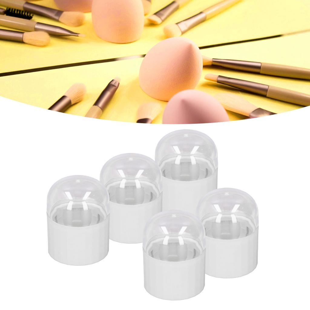 5pcs Makeup Sponge Travel Case Double Layer Hollow Airy Bracket Dust Proof Cover Beauty Egg Holder W