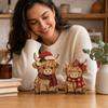 Набор 2D рождественских коров для украшения стола, Деревянное праздничное украшение, Креативное дерево