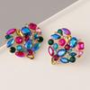 French Elegant Colored Crystal Rhinestone Fashion Heart Shaped Earrings for Women Personality Beauty Party Jewelry Accessories