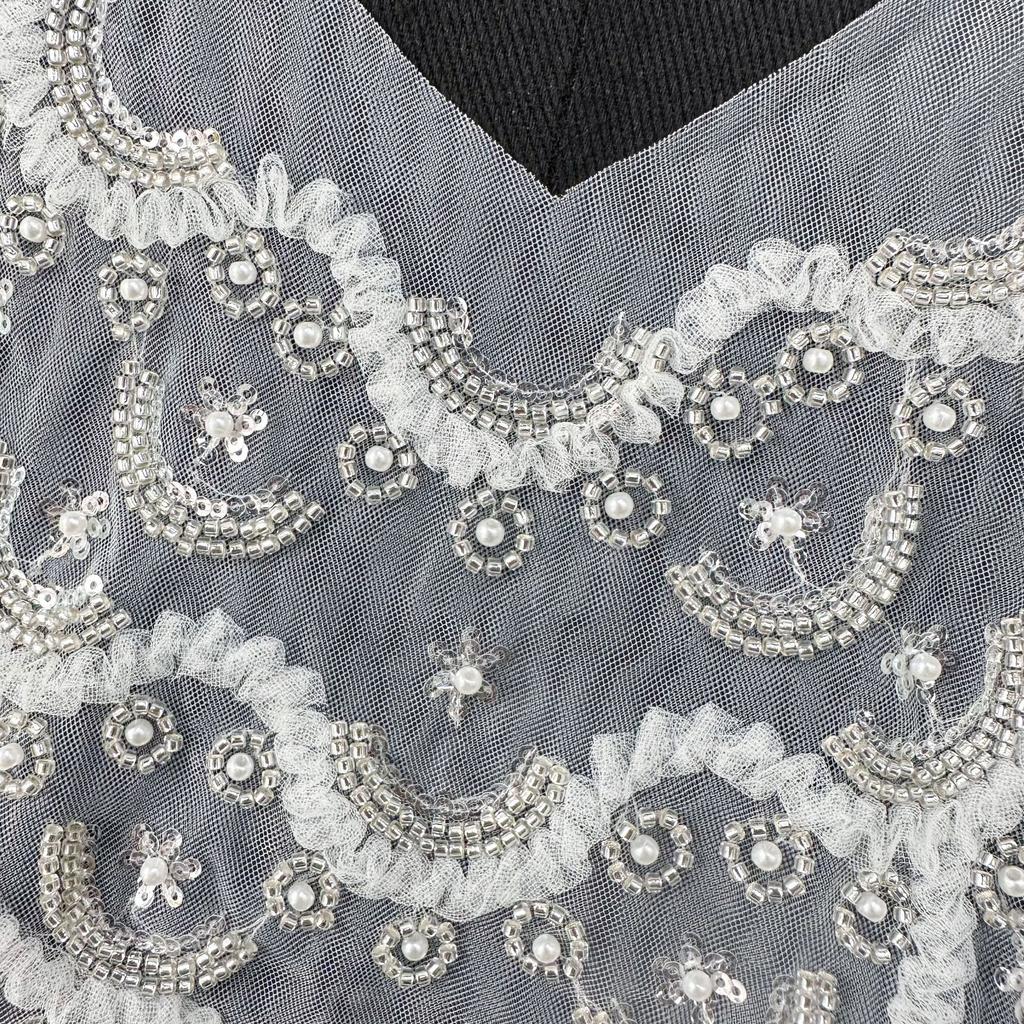 Embroidery Beaded Collar With Decorative Women'S Clothing, Lace Three-Dimensional Placket Front Collar Accessories Neckline