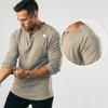 Manatsulife Long Sleeve Raglan Henley Round Solid CX3 Men's T-Shirt, Sleeves, Neck, Button-Down, Neck, Golf, Layering, Color, Commuting, Fitness,