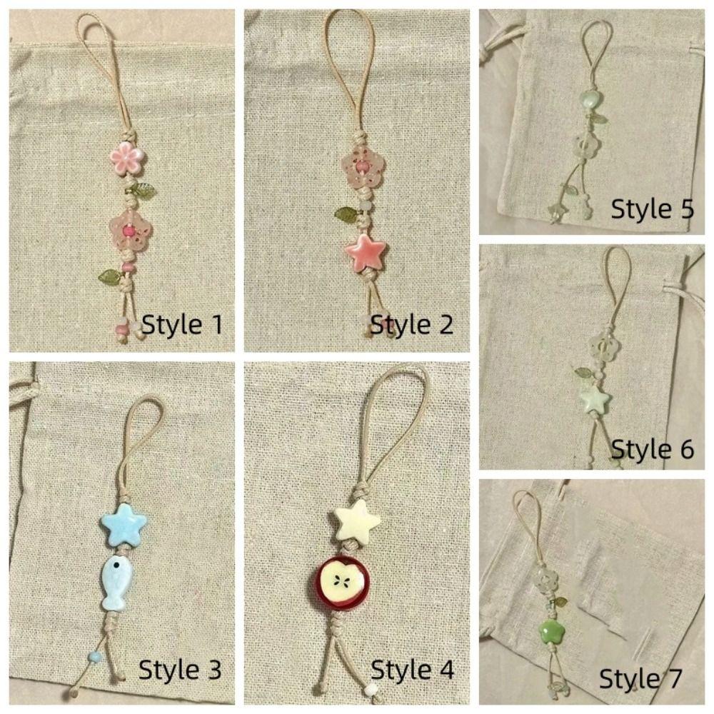 Pastel Colors Star Flower Phone Charm Bag Decoration Phone Lanyard  Telephone Accessories