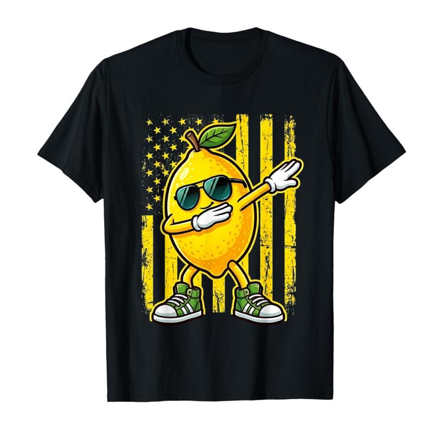 Dabbing Lemon США Американский флаг Патриотичный Любитель лимонада Футболка Для мужчин Женщин 100% Хлопок Футболки Топы с коротким рукавом 0306-1 ...