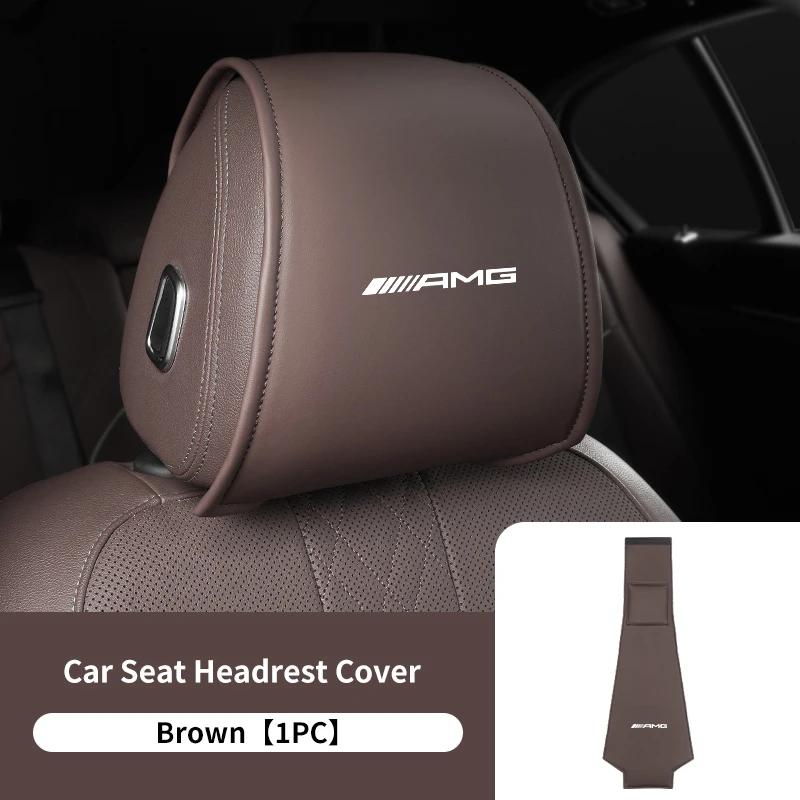 Leather Car Seat Headrest Protect Cover Universal Accessories For Mercedes Benz AMG W204 W205 W203 W211 W201 W210 W108 W124 W126 EM4