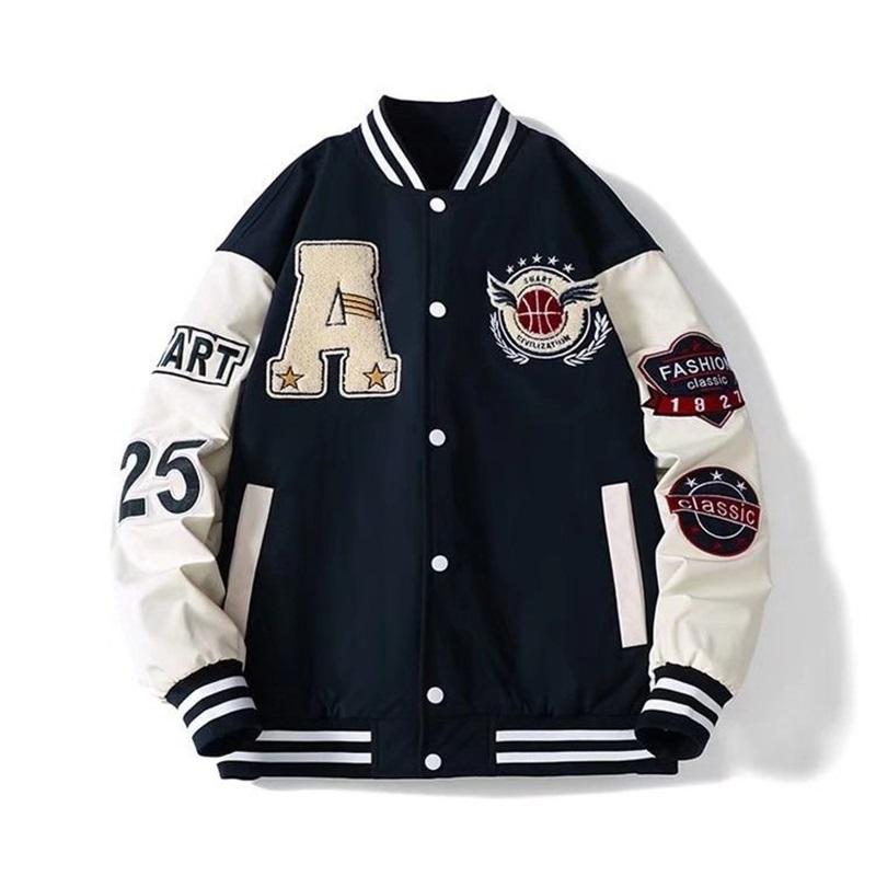 Бейсбольная куртка с нашивкой-буквой, повседневная, свободная, varsity