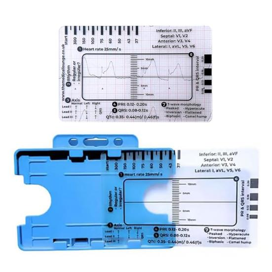 1Pc/1 Set EKG 7 Step Ruler Plastic Electrocardiogram Caliper Measuring Tool Transparent EKG Interpretation Reference Guide Card Measuring Ruler
