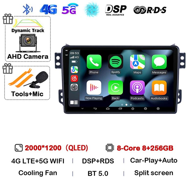 Android 14 Carplay Auto WIFI+4G для OPEL Agila SUZUKI Splash Ritz 2008-2014 Автомобильный радиоприемник Мультимедийный плеер GPS-навигация Стерео BT