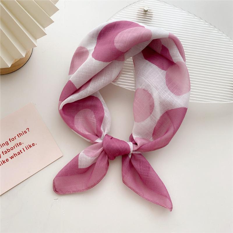 58cm Cotton Linen Women's Scarf Fashion Print for Hair and Neck Square Design