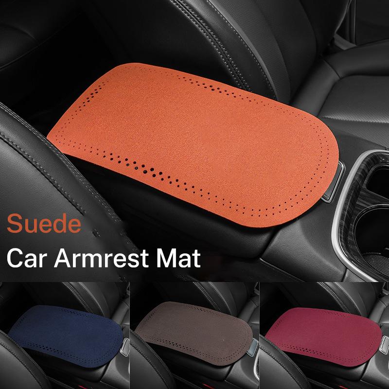 AFEBO1 Car Suede Armrest Protector Mat Cover Center Console Armrest Protective For Porsche 911 718 Taycan Panamera Cayenne Macan Cayman