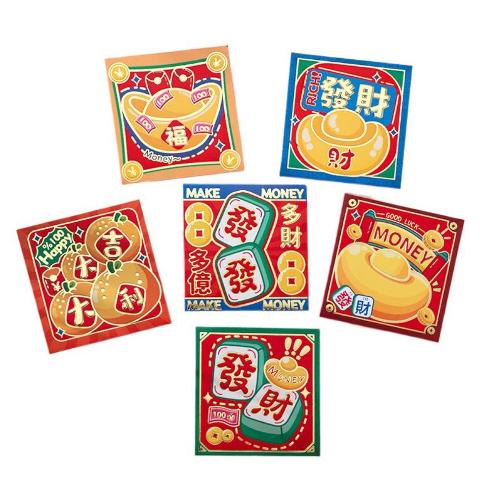 6Pcs Cartoon Lucky Red Pocket Thickened New Year Red Packet 2025 Red Envelope Bag Spring Festival