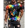 Fashion Splash Ink And Hand Print 3D Digital Print Men's Short Sleeve Crew Neck T-shirt,Summer Outdoor