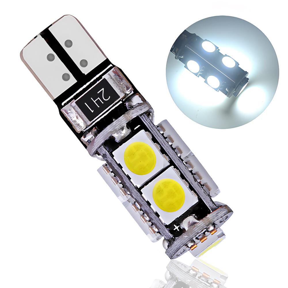 2X T10 W5W 5050 13SMD 9SMD белые внутренние светодиодные лампы для автомобиля, клиновидные лампы для чтения, супер яркие, DC 12 В
