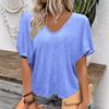 Womens V-neck Solid T Shirt Casual Loose Top Plus Size Short Sleeve Tee Shirt