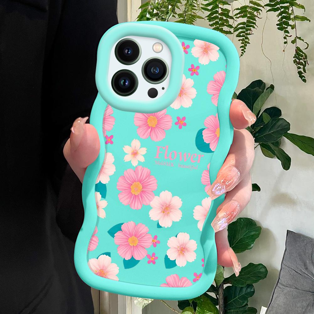 Чехол для телефона с милым цветочным узором для iPhone 11 12 13 14 15 Pro Max 6 6S 7 8 Plus Xs Wave Edge, противоударный защитный резиновый чехол