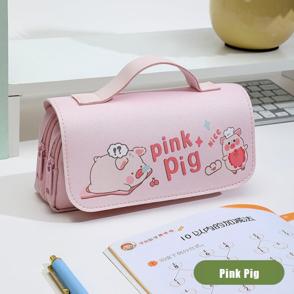 Многослойный пенал Капибара/Панда/Свинья/Кролик Канцелярская сумка Портативный пенал для ручек Студент