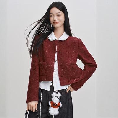 LEDING Изысканный короткий твидовый жакет во французском стиле