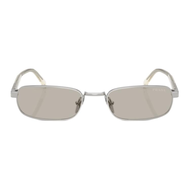 Prada Logo Metal Square Sunglasses Unisex sunglasses Transparent Silver 0PRB54S-1BC30P54