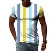 Летняя мода Полосатый узор Мужские футболки Повседневная личность Крутой стиль Принтованные футболки Тренд Простые топы с коротким рукавом и круглым вырезом 5822