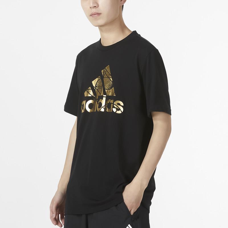 Adidas Повседневная футболка с большим логотипом и коротким рукавом, мужские топы, черный HG2178