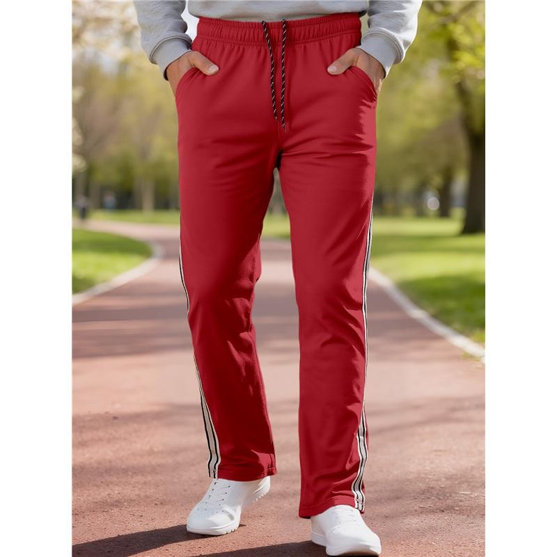 Men's Striped Track Pants Summer Casual Straight Leg Athletic Pants Elastic Waist Joggers