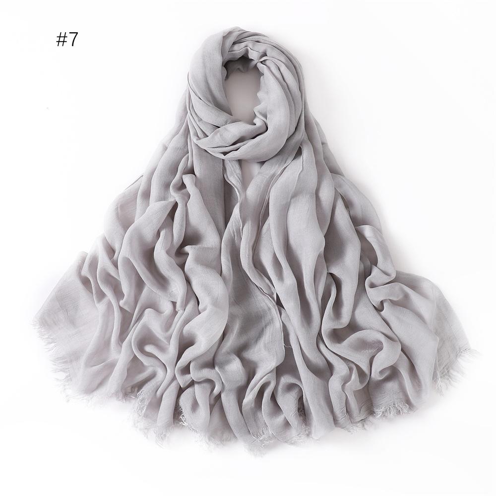 Fashion Muslim Cotton Rayon Modal Hijab For Women Headscarf Long Shawls Islam Hijab Turbans Head Wrap Solid Fringe Scarves