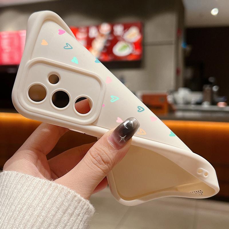 Color Love Hearts Print Matte Shockproof Case For Samsung S25 S24 FE S23 Ultra S22 A16 A56 A15 A55 A36 A35 A54 Lens Protection TPU Soft Phone Cover