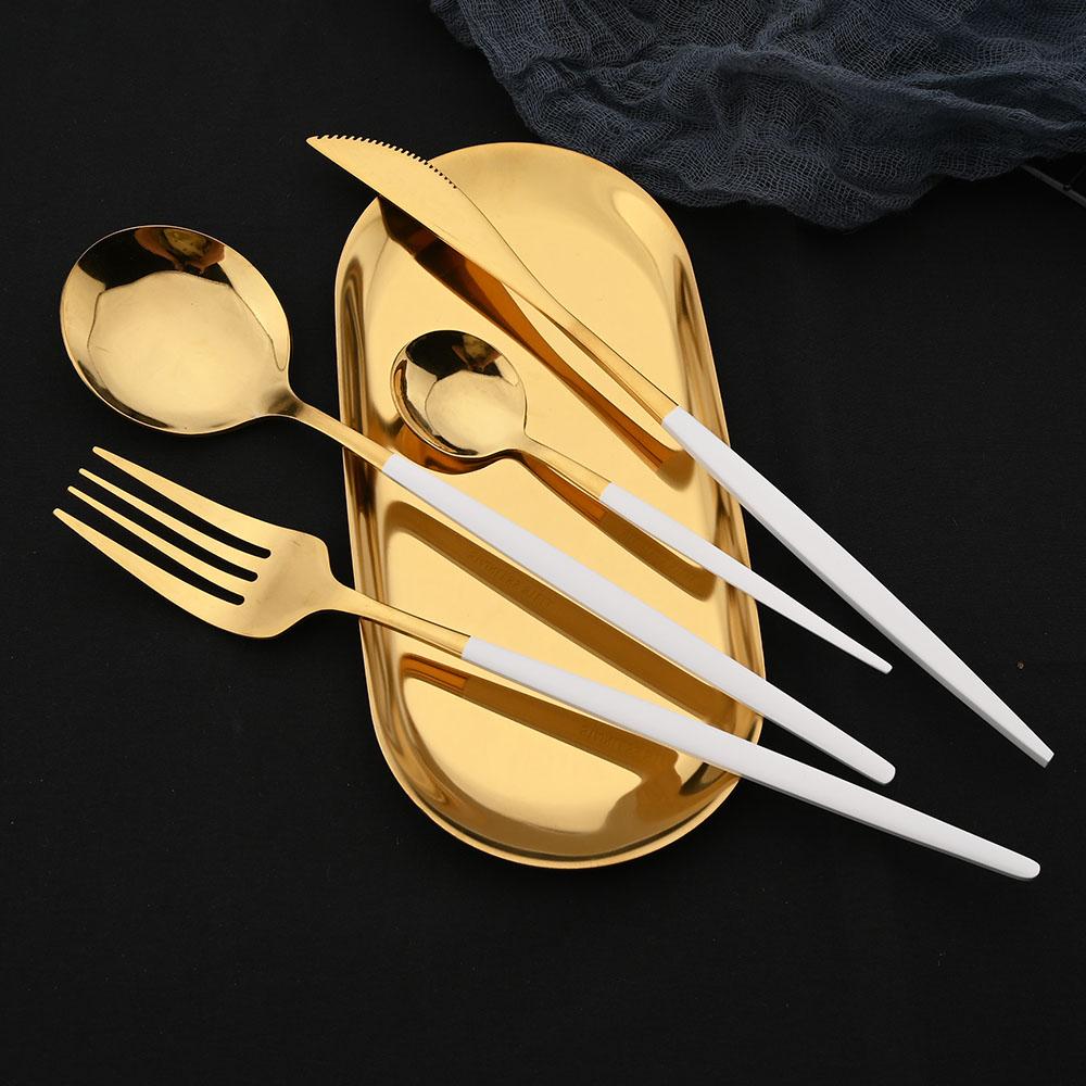 16pcs Pink Gold Dinnerware Tableware Set Mirror Stainless Steel Cutlery Kitchen Knife Fork Spoon Restaurant Wedding Flatware Set
