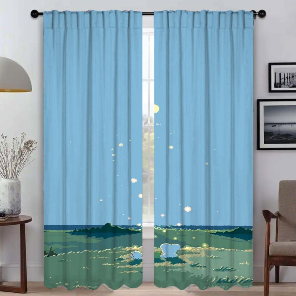 Печать пейзажей, шторы для спальни, шторы для комнаты, 2-панельные шторы для домашнего интерьера, украшения на Хэллоуин, гостиная