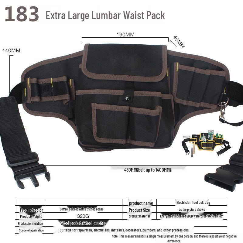 Утолщенная холщовая поясная сумка для мультиинструмента с большими и маленькими карманами для электриков
