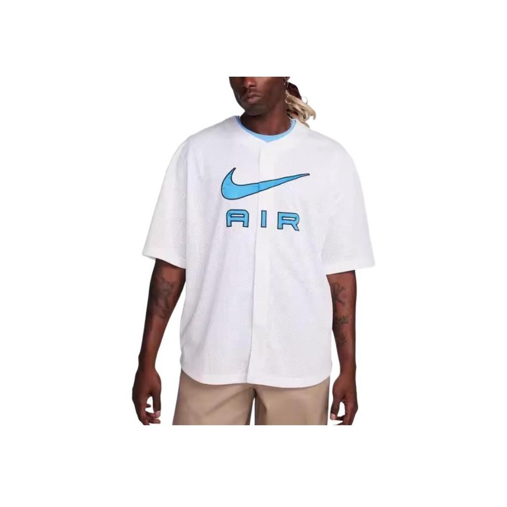 Nike Удобная трикотажная рубашка с однотонным узором с короткими рукавами, топы унисекс, белые FN2149-121
