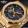 Irregular Dial Sport Metal Steampunk Men Automatic Mechanical Watch Black Golden Stainless Steel Watches Waterproof Clock